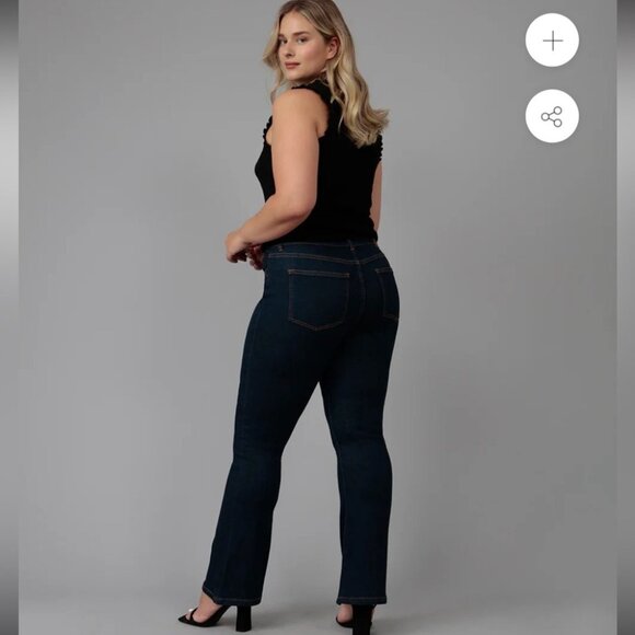 NEW Lola Denim-Alice Flare High-Rise Dark Blue Stretch Premium Denim Jeans 32 - Picture 2 of 14